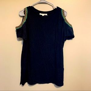 Loft Black Cold Shoulder Top